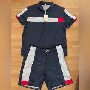 NWT Duval North America Navy Blue Chest Stripe Golf Set - Mens 3XL